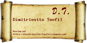 Dimitrievits Teofil névjegykártya